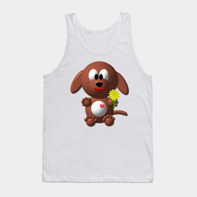 Cute Dapper Dog with a Dandelion Tank Top by CuteCrittersWithHeart